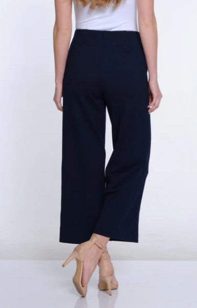 Midnight Wide Leg Ponte Knit Crop Pant