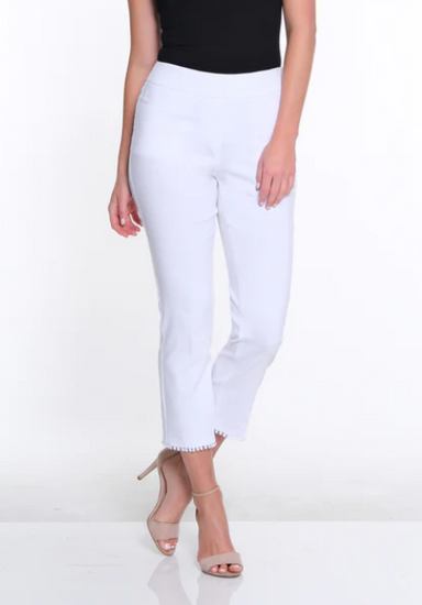 White Pom Pom Trim Crop Pant