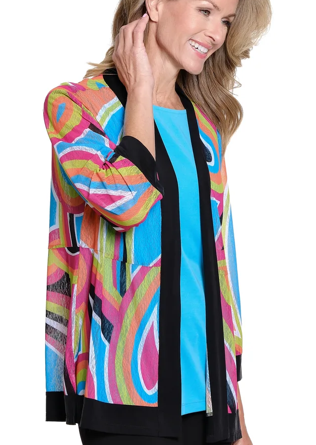 Multi Color Open Front Jacket