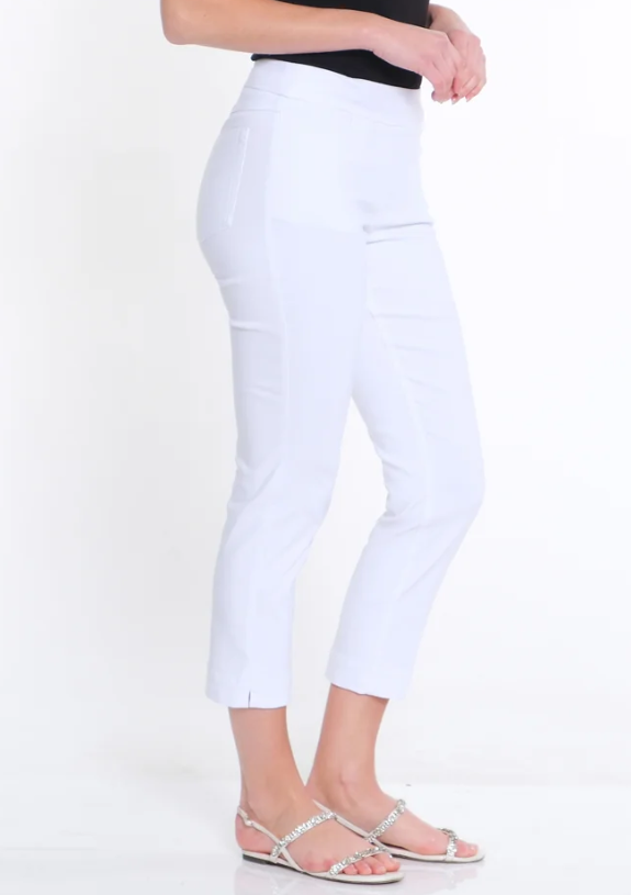 White Pull On 26" Inseam Crop Pant