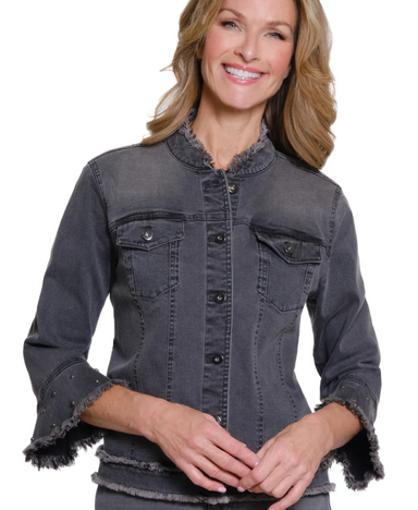 Flounce Sleeve Denim Jacket