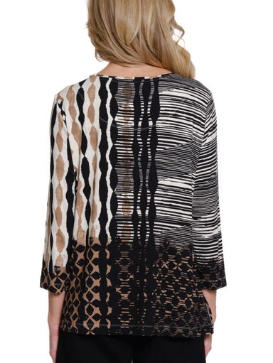 Embellished Print Knit Top