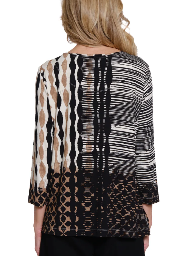 Embellished Print Knit Top