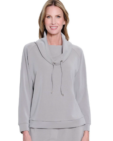 Grey Cowl Neck Top Plus