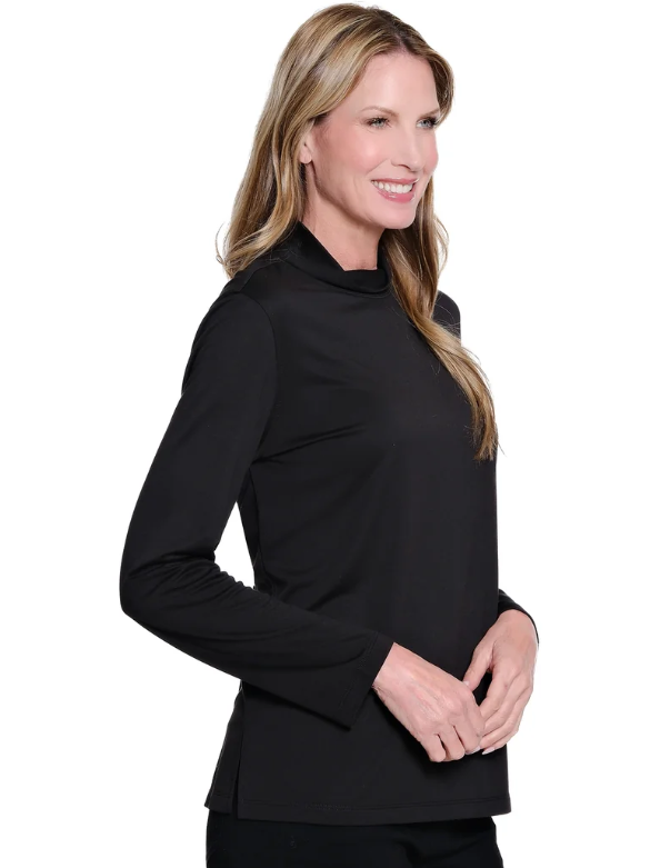 Black Mock Neck Knit Top