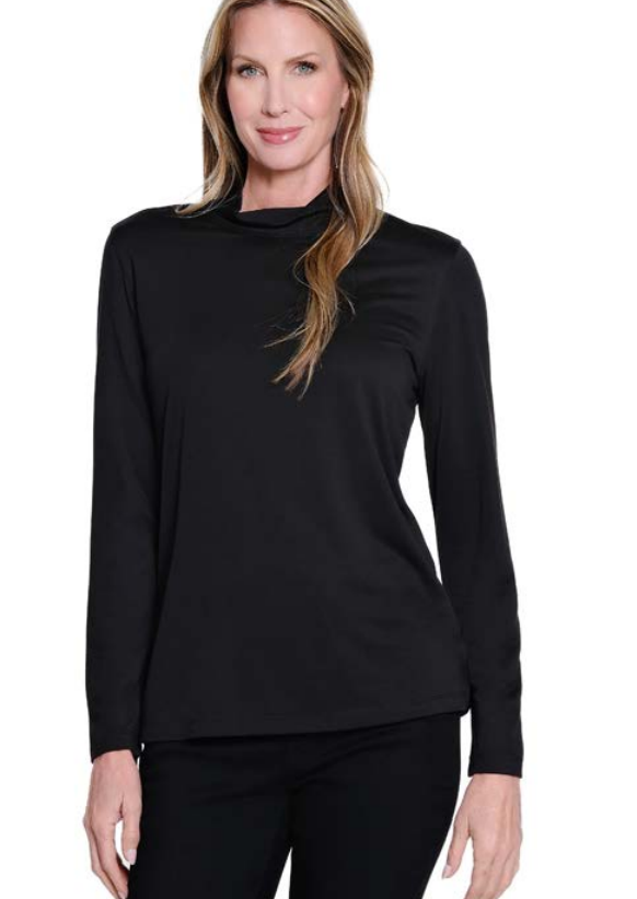 Black Mock Neck Knit Top