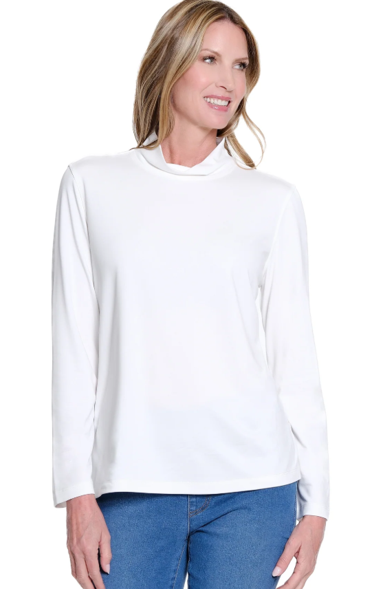 Winter White Mock Neck Knit Top