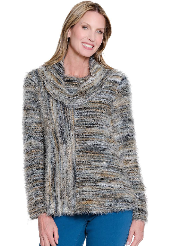 Striped Feather Yarn Sweater