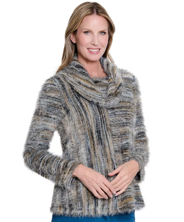 Striped Feather Yarn Sweater