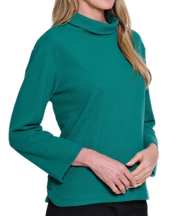 Petite Evergreen Rib Knit Mock Neck
