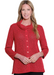 Petite Red Button Front Novelty Knit Top