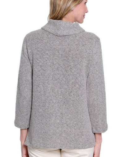 Grey Button Detail Cowl Neck