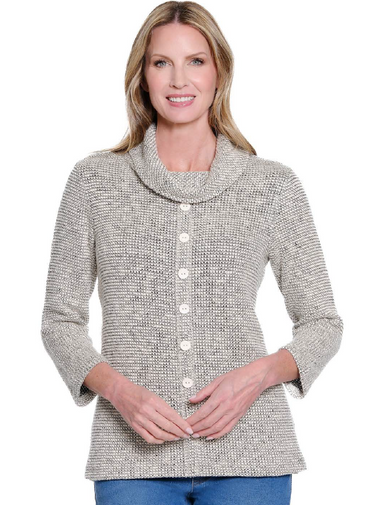 Petite Winter White Button Detail Cowl Neck Top