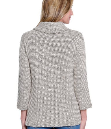 Petite Winter White Button Detail Cowl Neck Top
