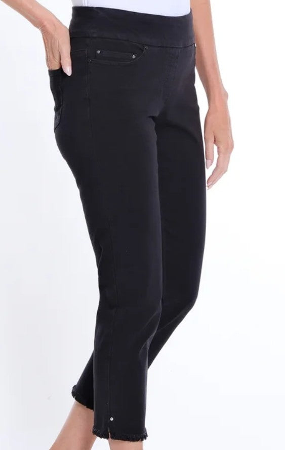 Petite Black Fringed Jeans 27"