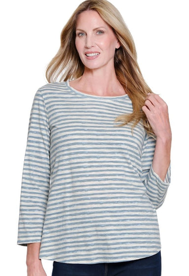 Chambray Striped Slub Knit Top