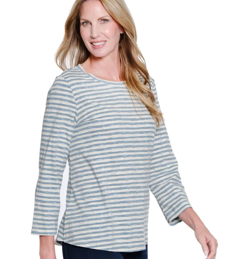 Chambray Striped Slub Knit Top