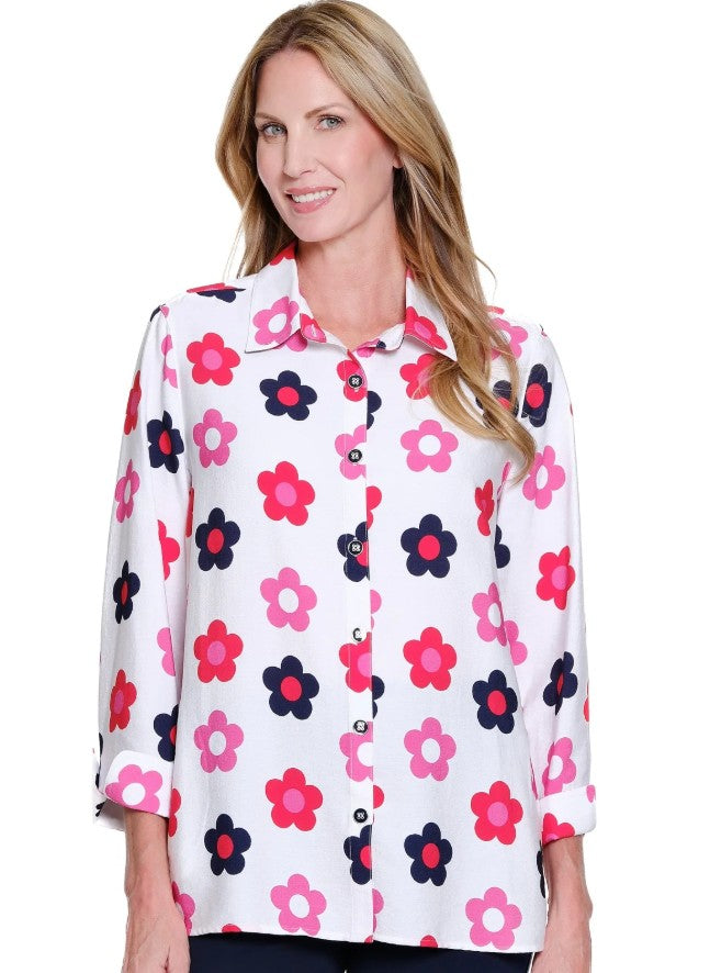 Retro Daisy Print Blouse