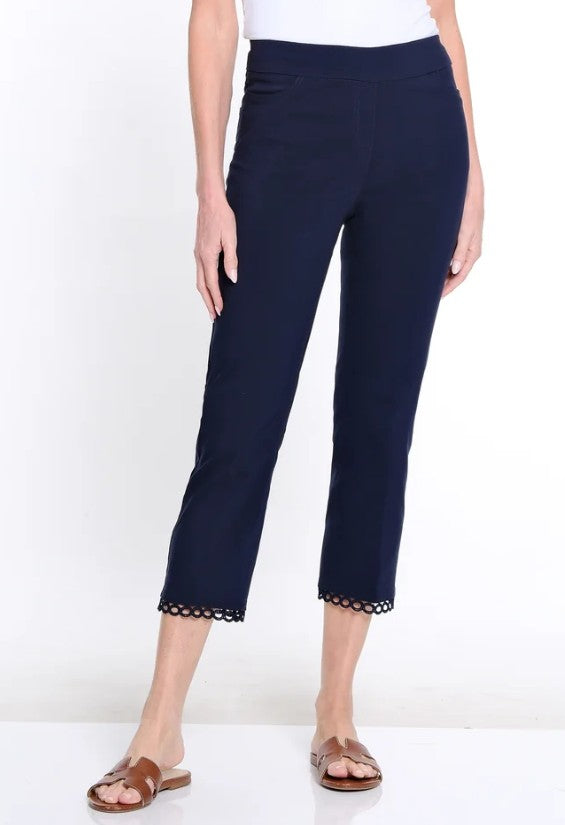 Midnight Lace Hem Twill Crop Pant