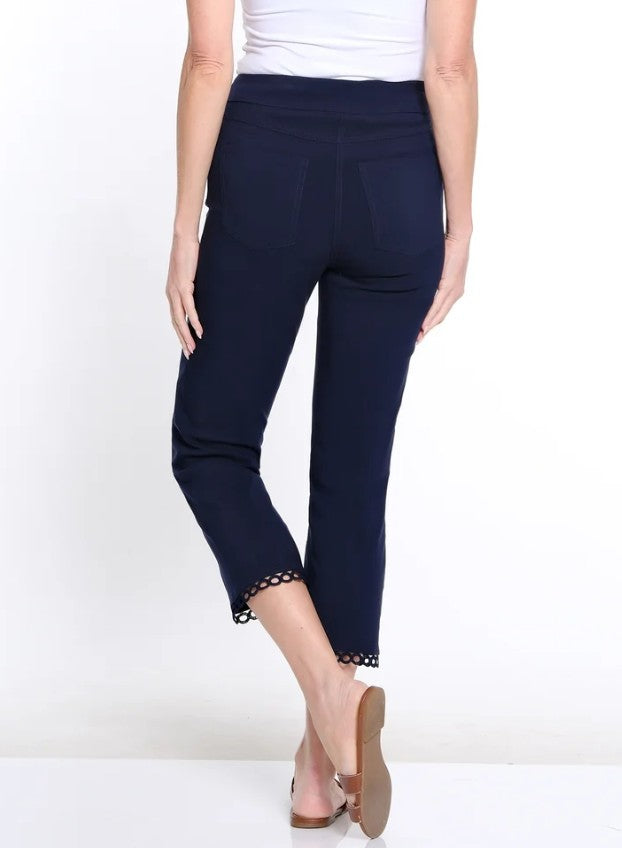 Midnight Lace Hem Twill Crop Pant