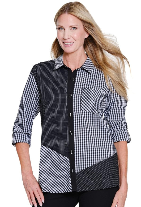 Mixed Plaid & Check Shirt Plus