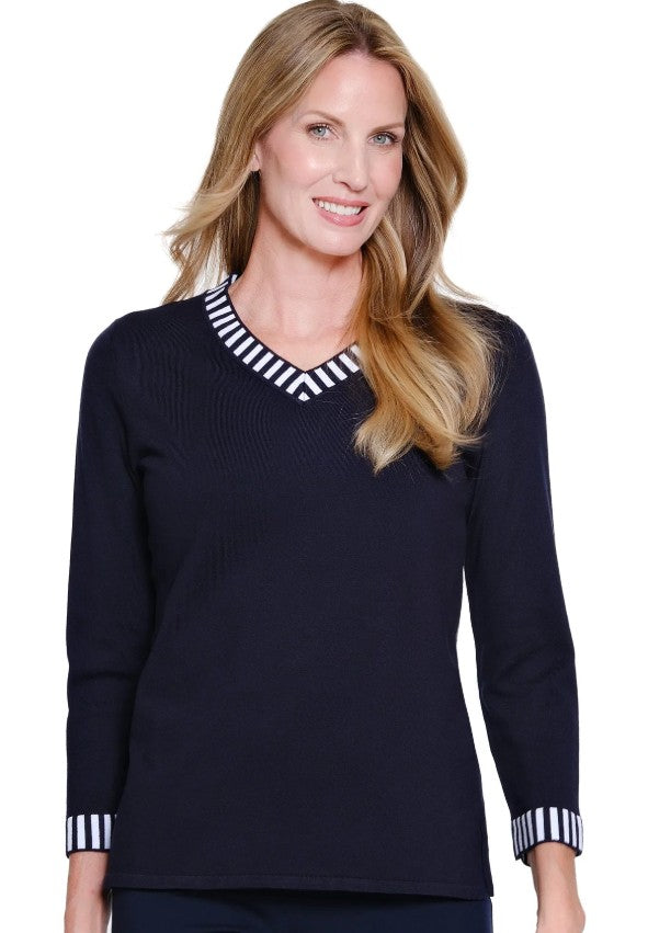 Black Contrast Trim Sweater