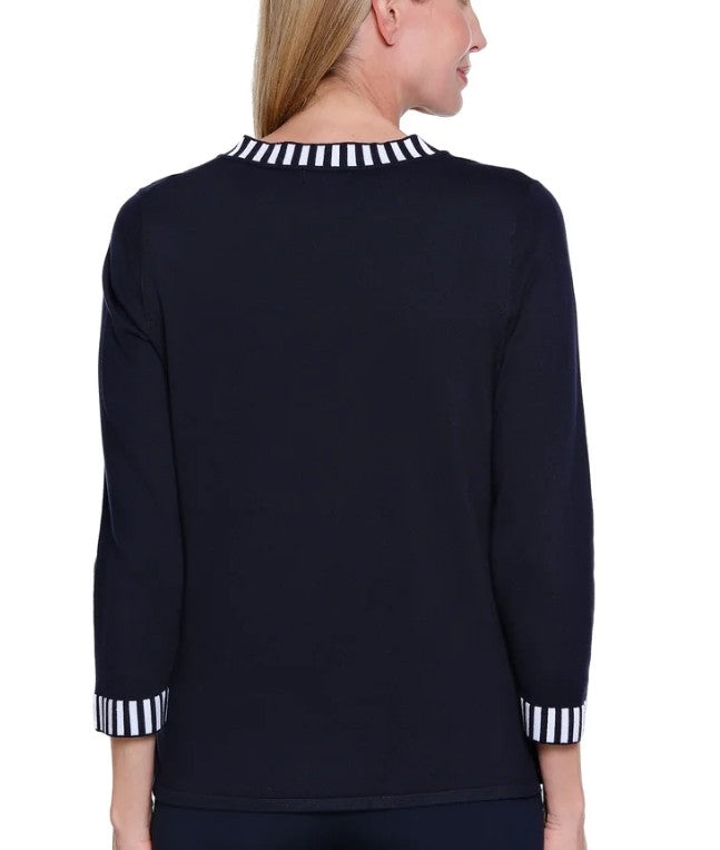 Black Contrast Trim Sweater
