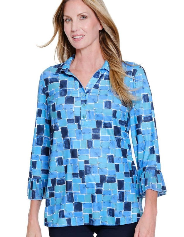 Watercolor Squares Jersey Knit Top