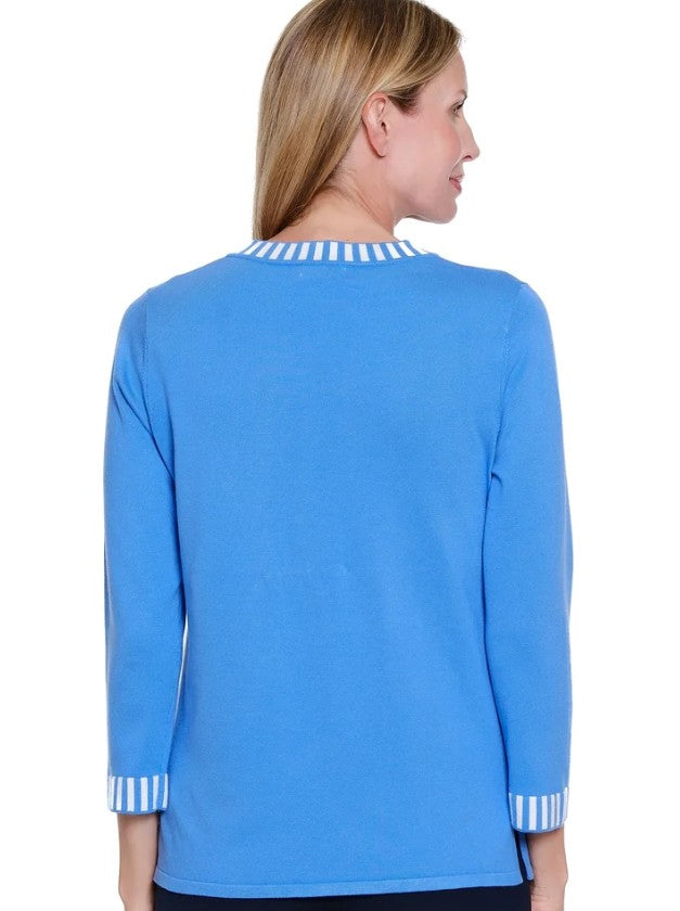 French Blue Contrast Trim Sweater