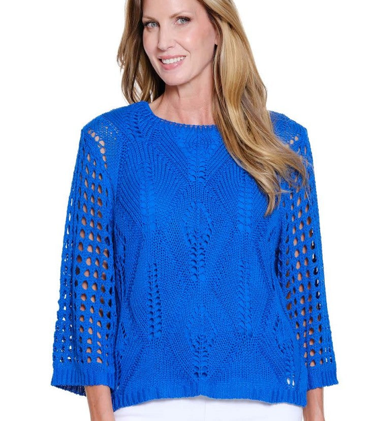 Royal Blue Open Knit Sweater