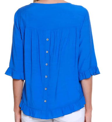 Blue Ruffle Bottom Top Plus