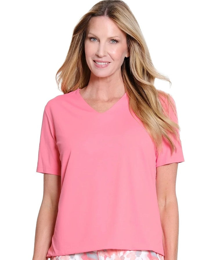 Coral V-neck Top
