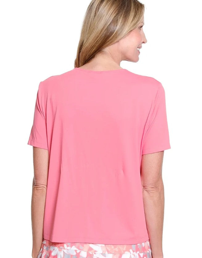 Coral V-neck Top