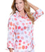 Coral Dot Turn Up Cuff Blouse