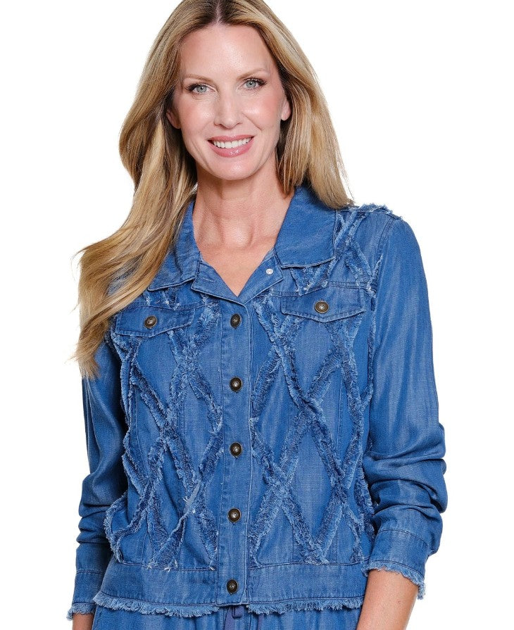 Fringe Trim Denim Jacket