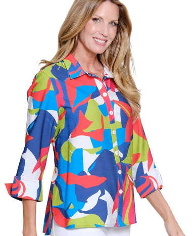 Turn Up Cuff Hi Lo Blouse