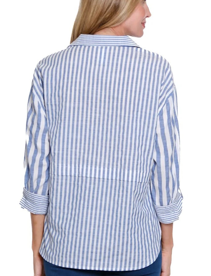 Blue Striped Button Up Shirt Plus