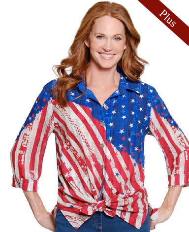 Patriotic Button Up Shirt Plus