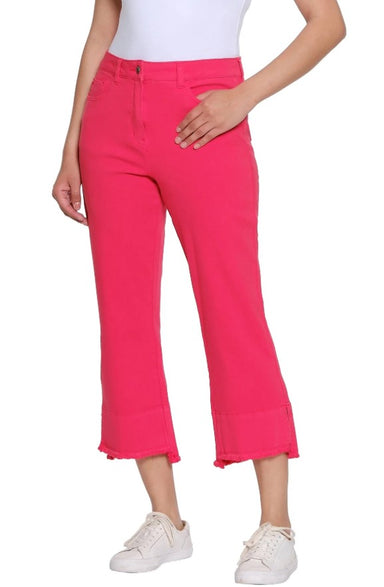 Red Pull On Denim Crop Pant