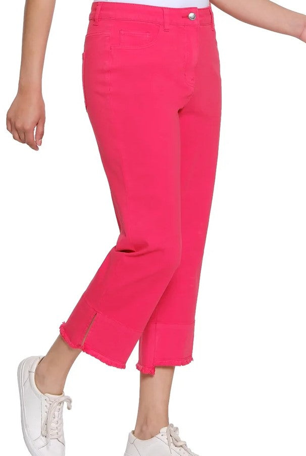 Red Pull On Denim Crop Pant