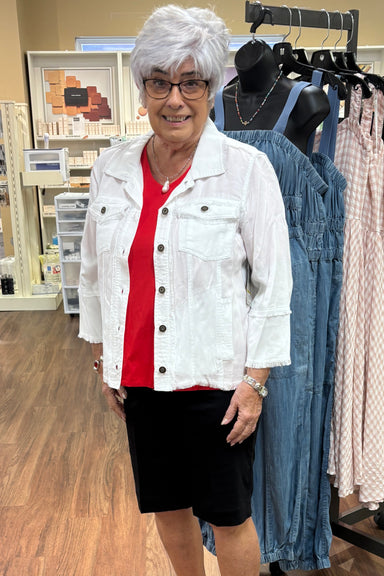 White Flounce Sleeve Fringed Jacket