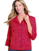 Red Flounce Sleeve Fringed Jacket