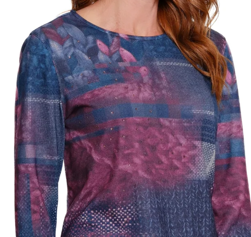 Plum Print Top Sparkle