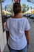 White Cotton Gauze V-neck Top