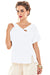 White Cotton Gauze V-neck Top