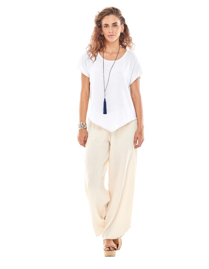 White Cotton Gauze Cap Sleeve Top