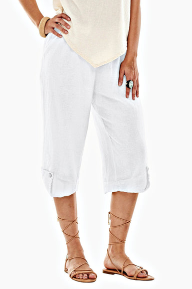 White Cotton Gauze Capri