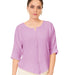 Orchid Split Neck Elbow Sleeve Top