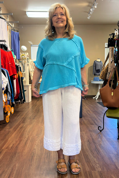 White Cotton Gauze Capri