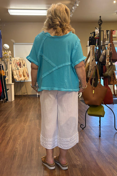White Cotton Gauze Capri